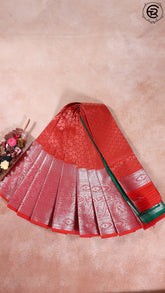 Crimson Red and Green Festive Kanchipuram Silk Saree